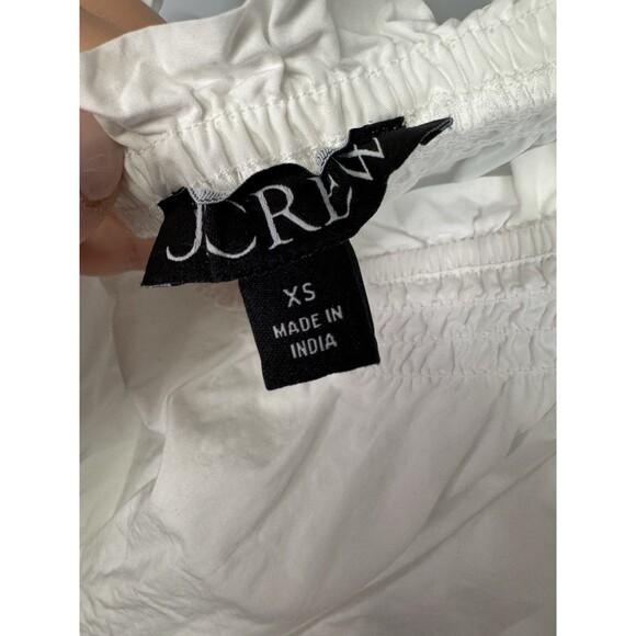 J Crew Smocked Cotton Poplin One-Shoulder Dress White XS Coastal Boho Resortwear - Picture 13 of 13